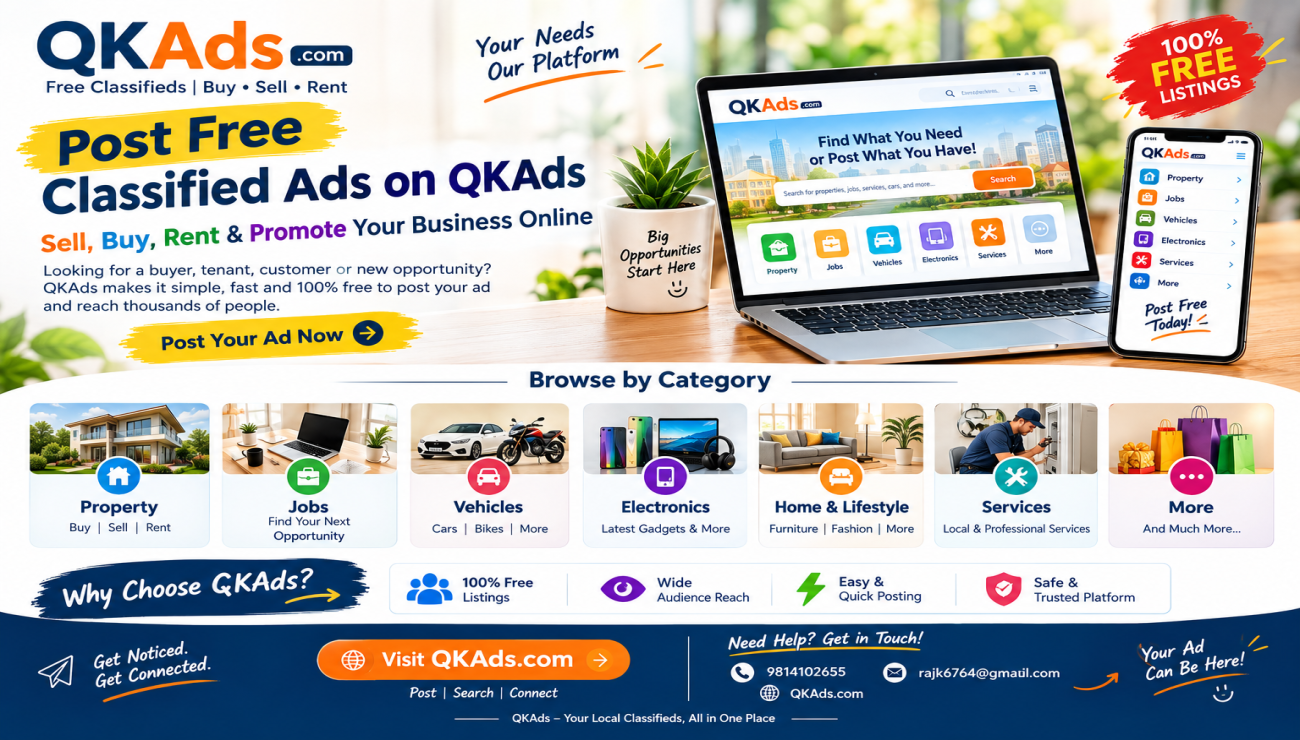 Post Free Classified Ads on QKAds – Sell, Buy, Rent & Promote Your Business Online