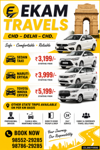 EKAM TRAVELS – CHANDIGARH TO DELHI TAXI SERVICE