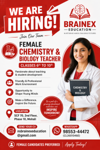 Female Chemistry & Biology Teacher Required
