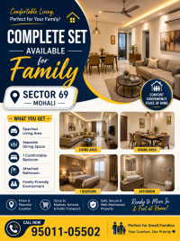 Fully Furnished Complete Set Available for Family – Sector 69, Mohali