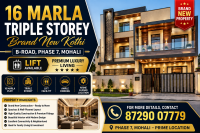 16 Marla Brand New Triple-Storey Luxury Kothi with Lift | B-Road, Phase 7, Mohali