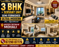 3 BHK + Servant Unit | Semi-Furnished Ultra-Modern AC Apartment | Bestech, Sector 66, Mohali