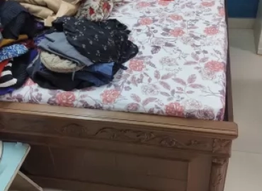 Single bed with box teak wood back and side, with mattress totally new unused