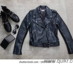 Stylish Black Leather Biker Jacket – Multiple Zippers | Premium Quality | Size M/L | Lot Available