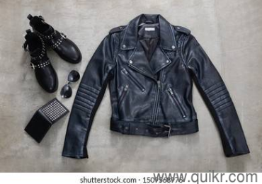 Stylish Black Leather Biker Jacket – Multiple Zippers | Premium Quality | Size M/L | Lot Available