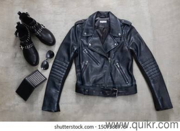 Stylish Black Leather Biker Jacket – Multiple Zippers | Premium Quality | Size M/L | Lot Available